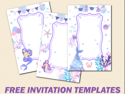 Free Mermaid Birthday Invitation Canva Templates